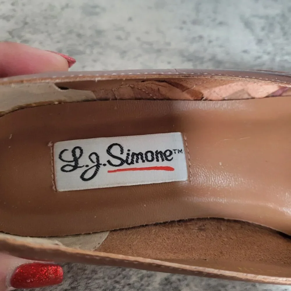Vtg 80s Suede Rhinestone Flats w/ Ruffle Trim by L. J. Simone New York 7.5